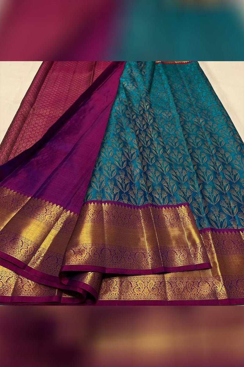 Most Stunning Rama Soft Silk Saree With Opulent Blouse Piece