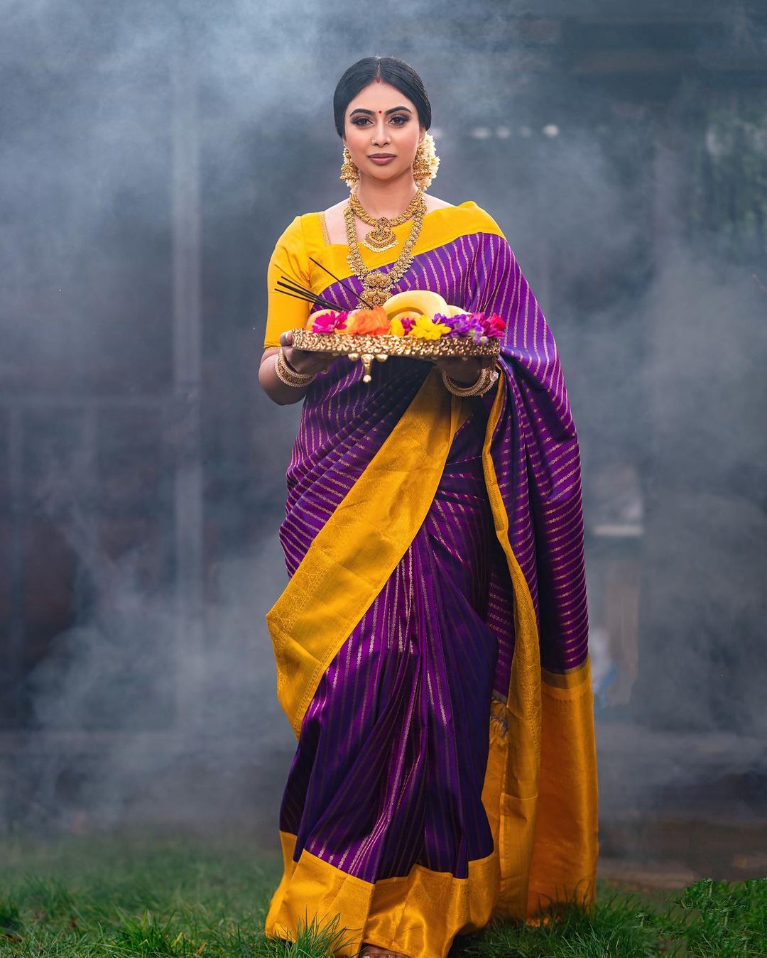 Dalliance Purple Soft Silk Saree With Chatoyant Blouse Piece