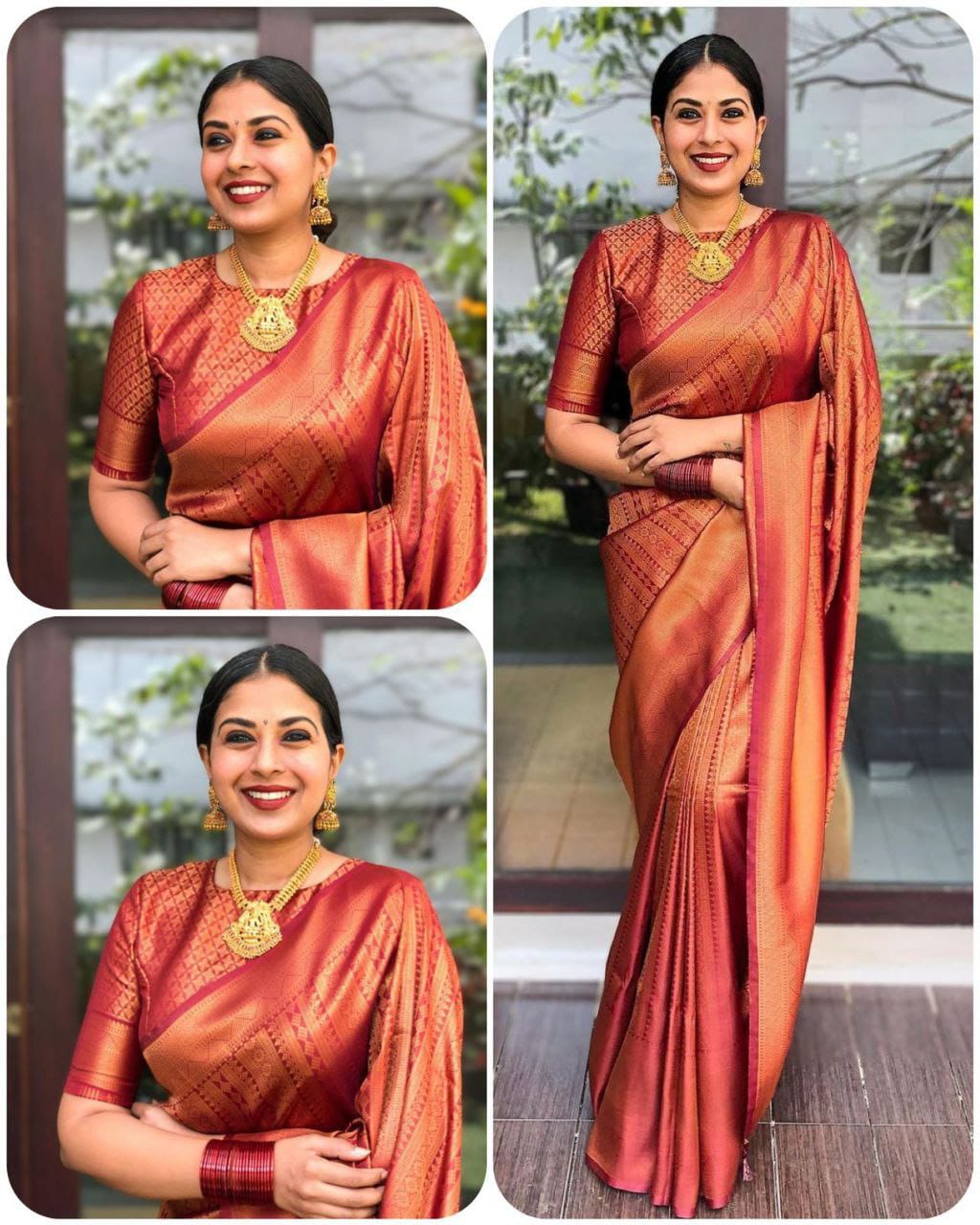 Premium Banarasi Soft Silk Saree – Maroon Shade with Copper Zari Weaving