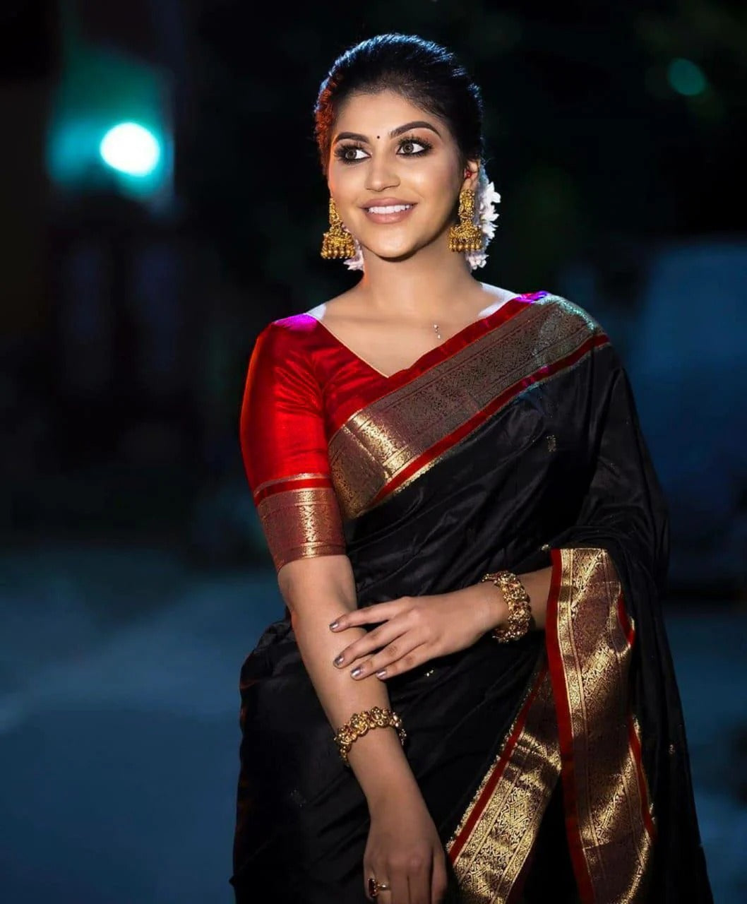 Black Soft Silk Jacquard Zari Border Saree
